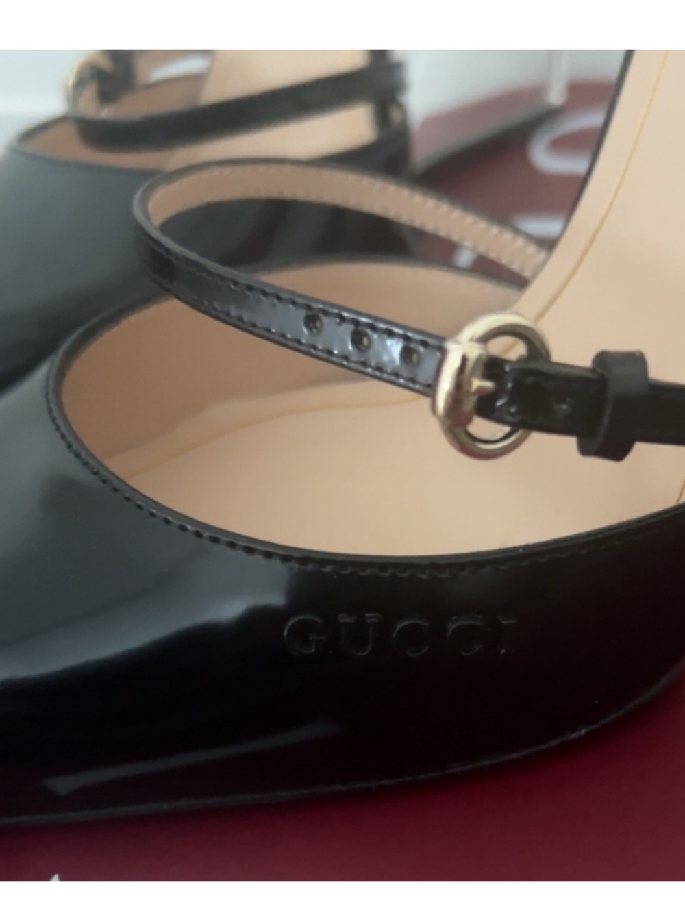 Gucci Black Patent Leather Pointed Mary-Jane Mules with Clear Block Heel - Picture 9 of 11